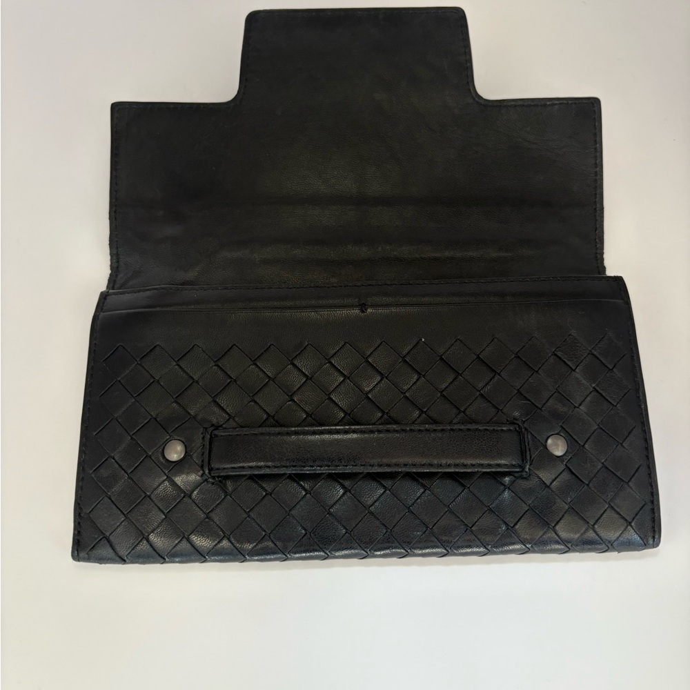 Bottega Veneta Intrecciato Leather Flap Wallet dark navy Wallet-unique - Picture 4 of 13